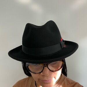 Hats in the Belfrey Vintage Black‎ Wool Fedora Sz. XXL